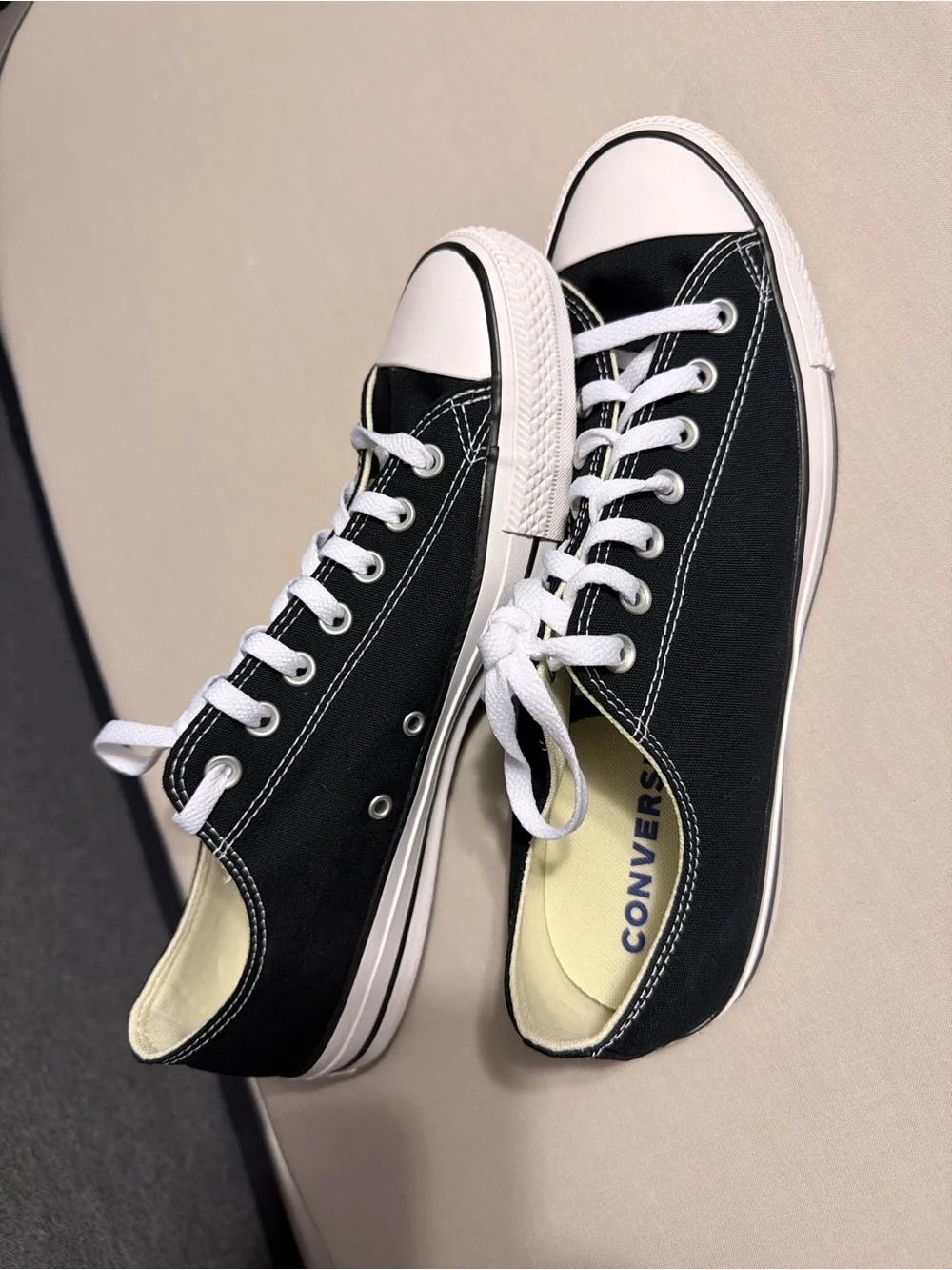 Classic Low-Top Canvas Sneakers in Black and White